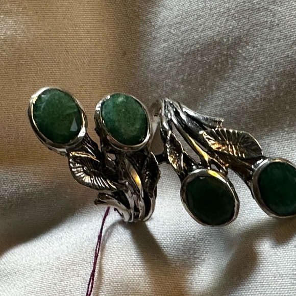 Green onyx in sterling silver climbing vine ring - Picture 5 of 6